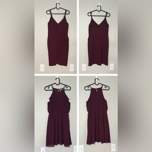 Set of Two Burgundy/Plum Dresses - Monteau Halter Sz M & Midnight Doll Sz 5